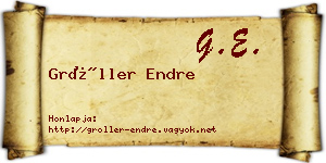 Gröller Endre névjegykártya
